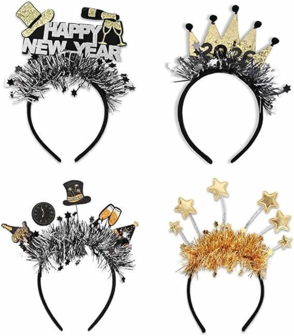 5088 4pcs 2026 New Years Eve Party Headbands Happy New Year Headband Tiara